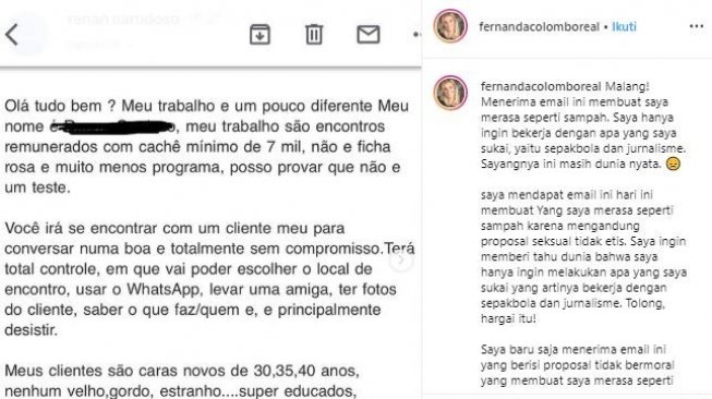 Wasit cantik asal Brasil, Fernanda Colombo. (Instagram/@fernandacolomboreal).