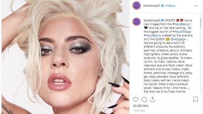 Foto Lady Gaga dalam iklan kosmetik. (Instagram/@trendmood1)