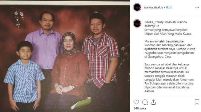 Keluarga Sutopo Purwo Nugroho. [Instagram]