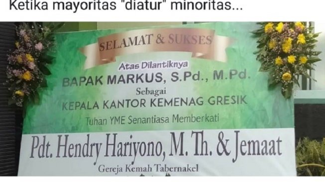 CEK FAKTA: Kantor Kementerian Agama RI di Gresik Dikepalai Pendeta Markus?