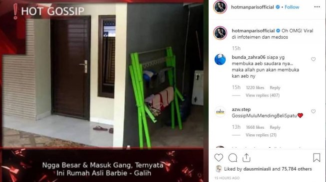 Inikah kediaman Barbie Kumalasari dan Galih Ginanjar. [instagram/hotmanparisofficial]