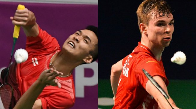 Foto kolase Jonatan Christie dan Rasmus Gemke. [AFP/Sonny Tumbelaka/Sajjad Husain]