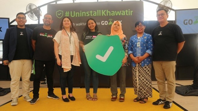 Gojek berikan edukasi anti kekerasan kepada sejumlah mitra di Yogyakarta. (Suara.com/Una)