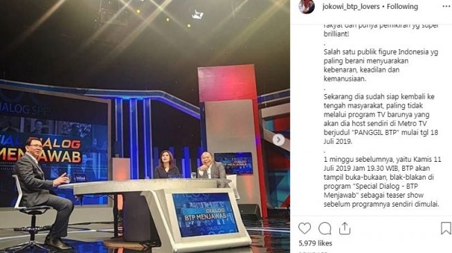 Ahok Tak Jadi Talkshow di TV Semalam, Warganet Sakit Parah Ungkapkan Ini