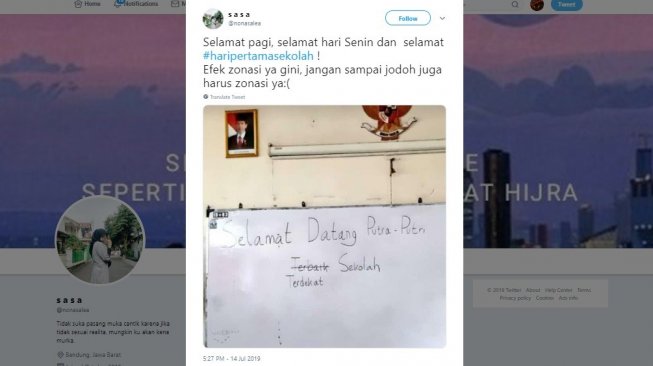 Cuitan warganet seputar #HariPertamaSekolah. [Twitter]