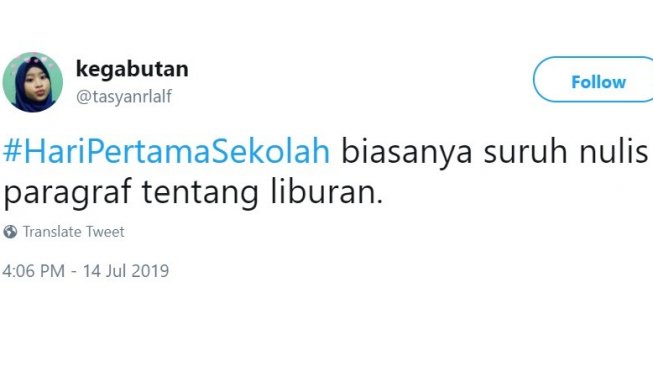 Cuitan warganet seputar #HariPertamaSekolah. [Twitter]