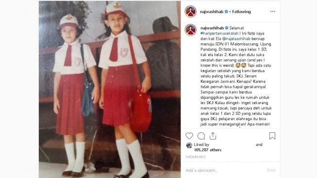 Masa kecil Najwa Shihab dan Najelaa Shihab - (Instagram/@najwashihab)