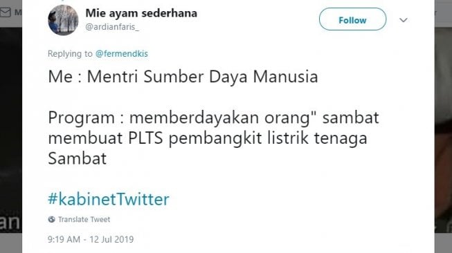 Cuitan warganet tentang impiannya #KabinetTwitter. [Twitter]