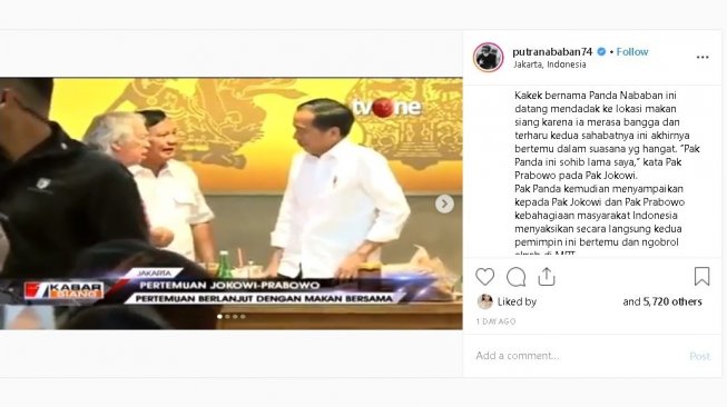 Panda Nababan bertemu Prabowo dan Jokowi - (Instagram/@putranababan74)