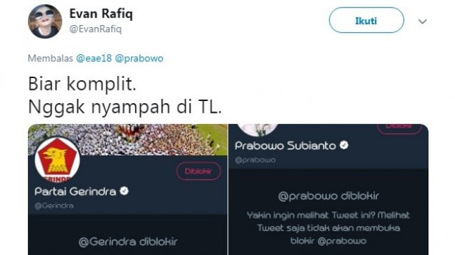 Gerakan Blokir dan Unfollow Akun Prabowo Masih Terus Berlanjut