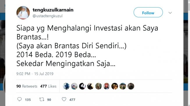 Cuitan Tengku Zul - (Twitter/@ustadtengkuzul)