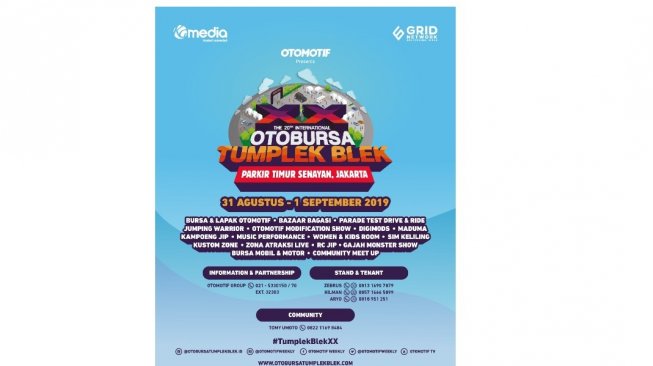 Poster OTOBURSA Tumplek Blek 2019 yang menjadi gelaran ke-20 tahun [OTOMOTIF Group].