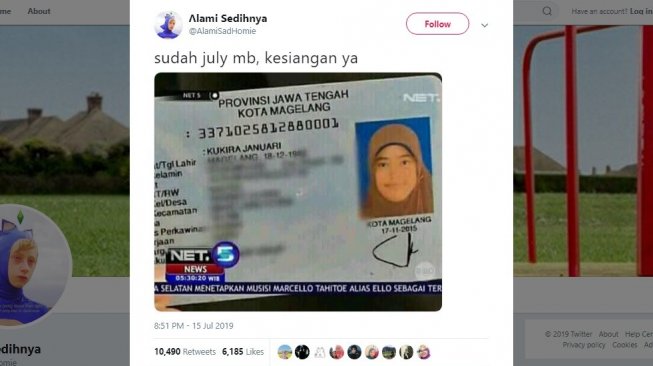 Postingan warganet, nama unik di KTP. [Twitter]