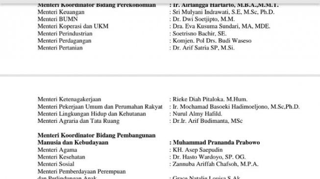 Bidik layat soal beredarnya susunan Kabinet Menteri Jilid II Jokowi-Ma'ruf. (istimewa).