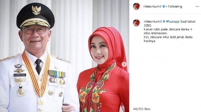 Ridwan Kamil dan Atalia Praratya. (Instagram/@ridwankamil)