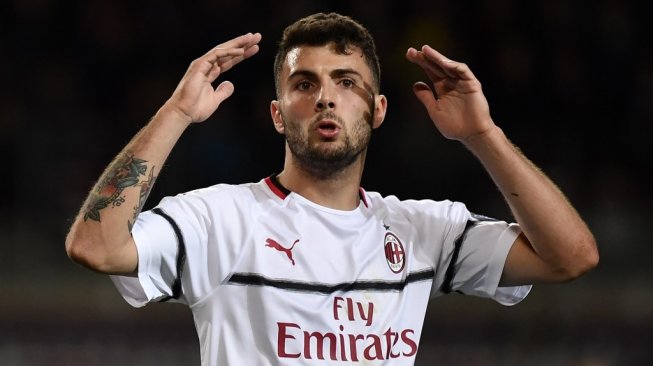 Striker AC Milan, Patrick Cutrone. [MARCO BERTORELLO / AFP]