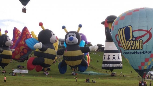 Uniknya bentuk balon udara di Taiwan International Balloon Festival 2019 yang diselenggarakan di Luye Highland atau Bukit Luye, Taitung, Taiwan, sejak 29 Juni hingga 12 Agustus 2019. (Suara.com/Ririn Indriani)  