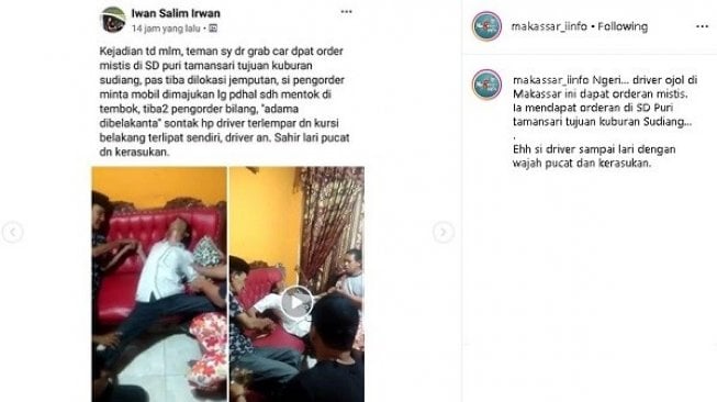 Sopir taksi online di Makassar kesurupan. (Instagram/@makassar_iinfo)