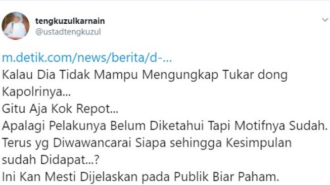 Cuitan ustaz Tengku Zul. (Twitter).