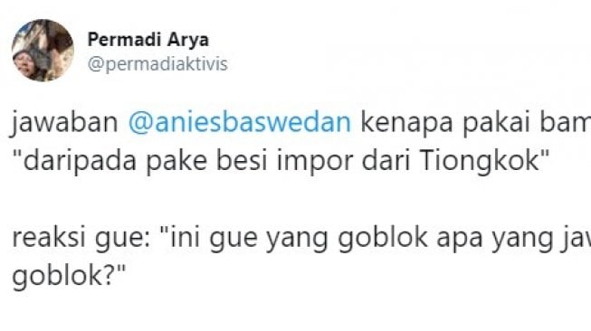 Cuitan Permadi Arya alias Abu Janda. (@permadiaktivis).