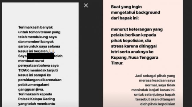 Curhat korban pelecehan di Mall Kelapa Gading. (Instagram)