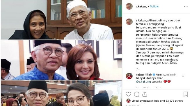 Gus Mus ungkap tiga wanita paling dikaguminya. (Instagram/@s.kakung)