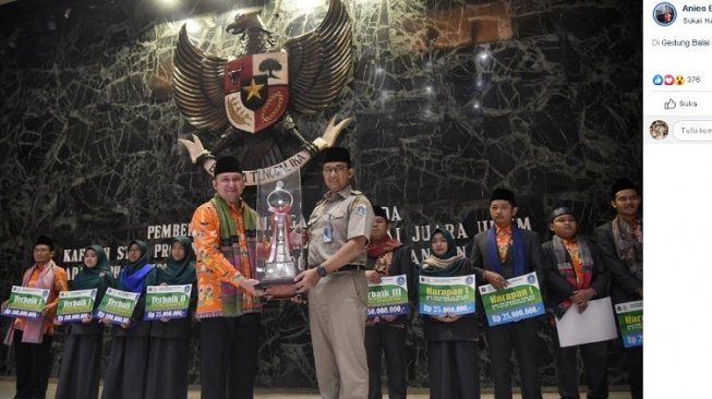 Kafilah DKI Jakarta sabet gelar juara umum Seleksi Tilawatil Quran dan Hadits (STQH) yang ke 25. (Facebook/Anies Baswedan)