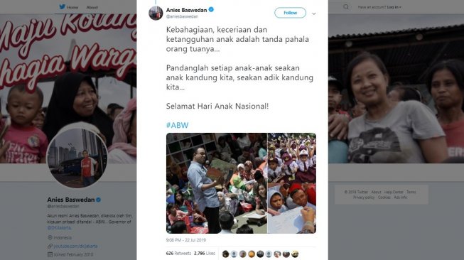 Topik yang sedang tren Hari Anak Nasional. [Twitter]