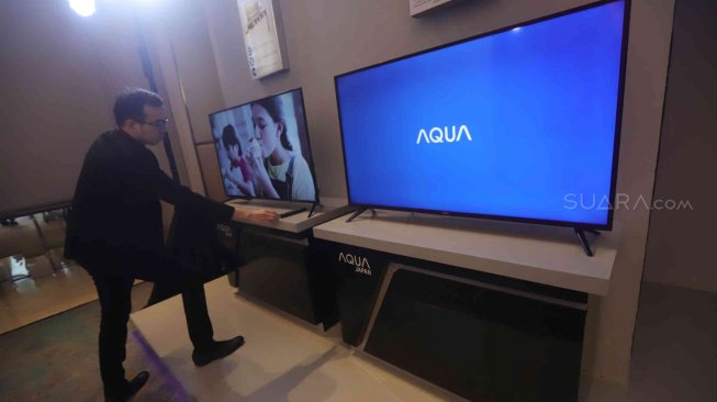 Produk Aqua Japan di Acara Media Kick Off 2019 di Jakarta, Rabu (24/7). [Suara.com/Muhaimin A Untung]
