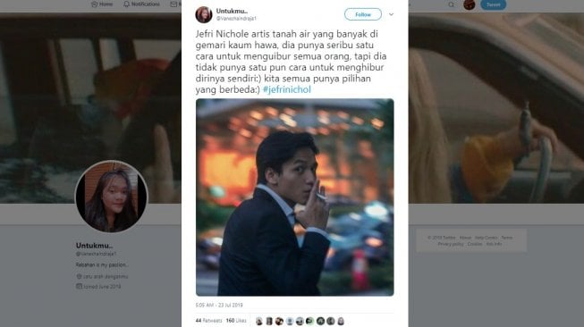 Cuitan warganet, tertangkapnya Jefri Nichol kasus narkoba. [Twitter]