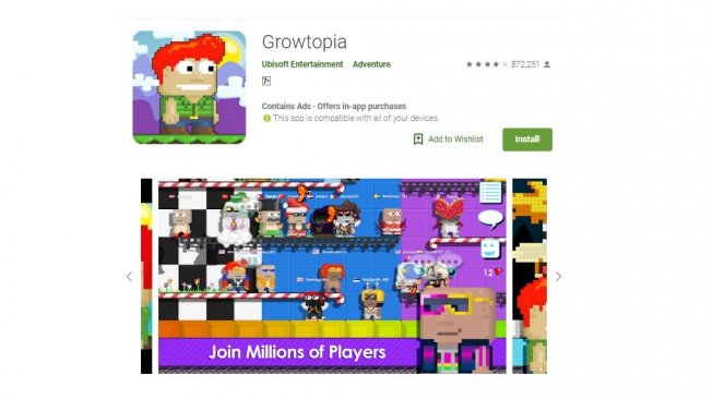 Game Petualangan Terlaris Android Juli 2019, Growtopia. [Google Play Store]