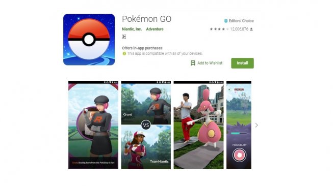 Game Petualangan Terlaris Android Juli 2019, Pokemon Go. [Google Play Store]