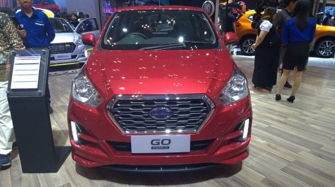 Datsun Go dipamerkan di GIIAS 2019, Jumat (26/7/2019). [Suara.com/Manuel Jeghesta Nainggolan]