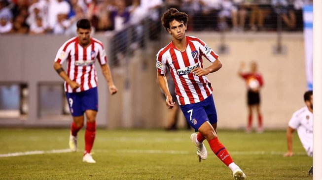 Penyerang muda Atletico Madrid, Joao Felix usai cetak gol ke gawang Real Madrid. (Instagram/@atleticodemadrid)
