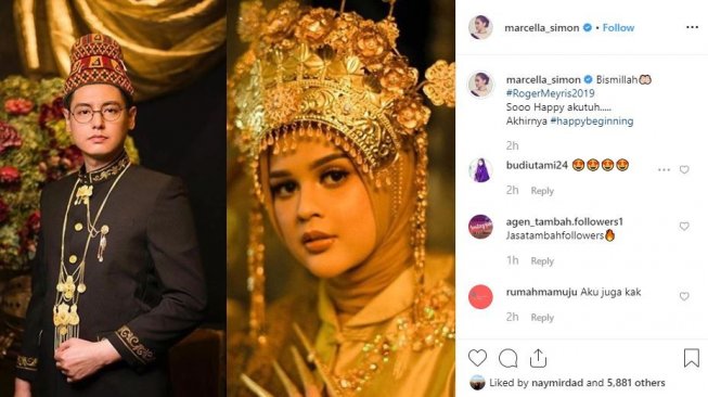 Sahabat turut bahagia Cut Meyriska dan Roger Danuarta resmi tunangan. [instagram/marcella_simon]