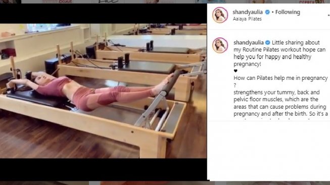Shandy Aulia sharing manfaat pilates selama hamil (Instagram/@shandyaulia)