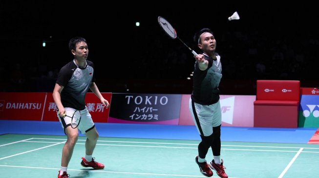 Pasangan ganda putra senior Indonesia, Hendra Setiawan/Mohammad Ahsan. [Dok. PBSI]