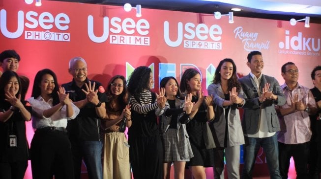 Media gathering IndiHome UseeTV, di Grand Sahid Jaya Sudirman, Jakarta Pusat, Selasa (30/7/2019). [Sumarni/Suara.com]