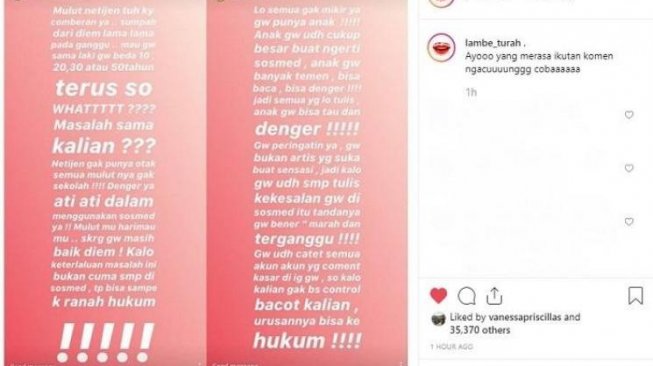 Bunga Zainal menumpah marahnya kepada netizen (Instagram/@lambe_turah)