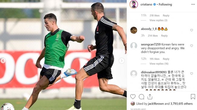 Akun Instagram Cristiano Ronaldo banjir hujatan netizen. (Instagram/@cristiano)
