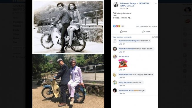 Unggahan momen manis yang bikin baper warganet. [Facebook]