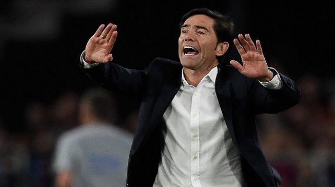 Pelatih Valencia, Marcelino Garcia. (PAU BARRENA / AFP)