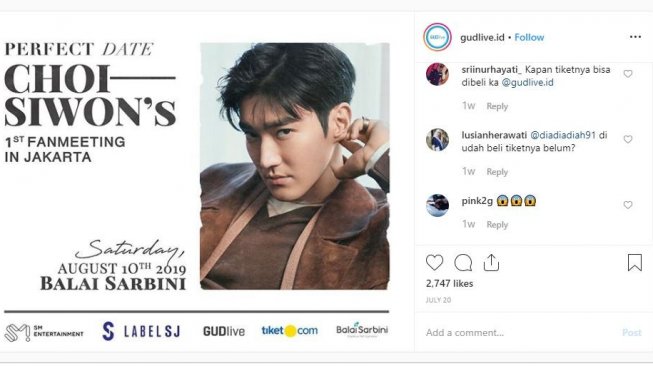 Choi Siwon siap gelar fanmeeting perdana di Indonesia. [instagram/gudlive]