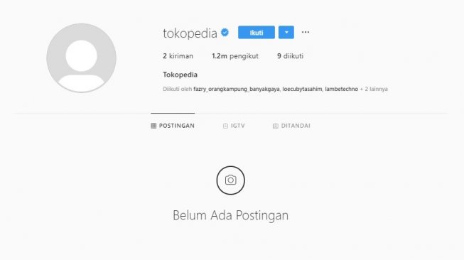 Akun resmi Tokopedia. [Instagram]