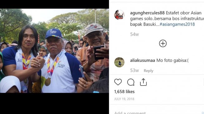 Aktor serta penyanyi tanah air, Agung Hercules berkesempatan memeriahkan pagelaran olahraga terbesar se-Asia, Asian Games 2018. (Instagram/@agunghercules88)