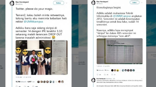 Mahasiswa di Malang terancam drop out setelah sidang skripsi - (Twitter/@malarea)