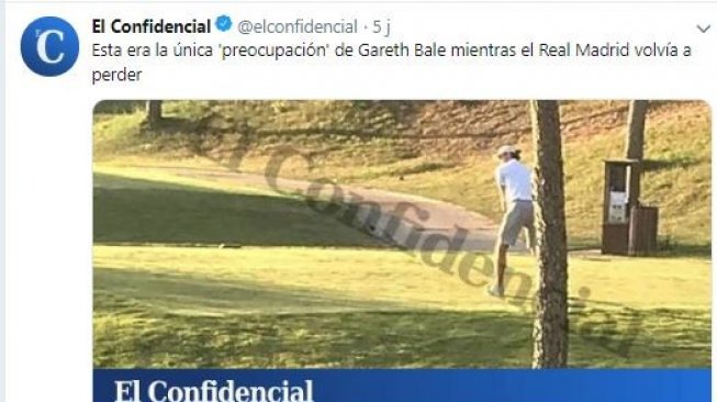Gareth Bale bermain golf. (Twitter/@elconfidencial).