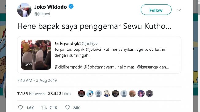 Cuitan Jokowi - (Twitter/@jokowi)