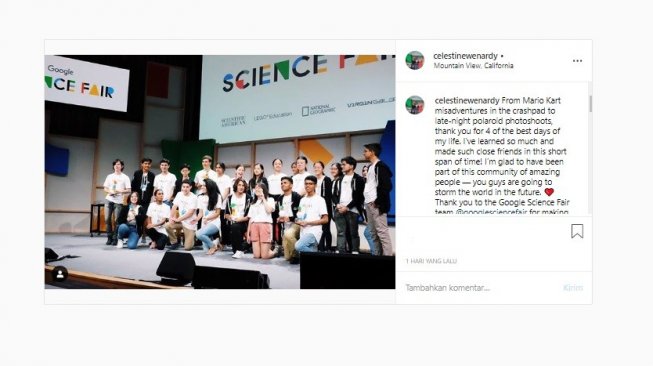 celestine wenardy saat mengikuti Google Science Fair (Instagram/celestinewenardy)