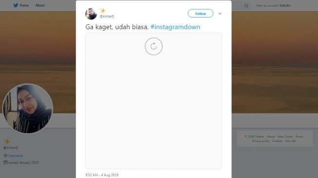 Cuitan warganet perihal Instagram kembali lumpuh. [Twitter]